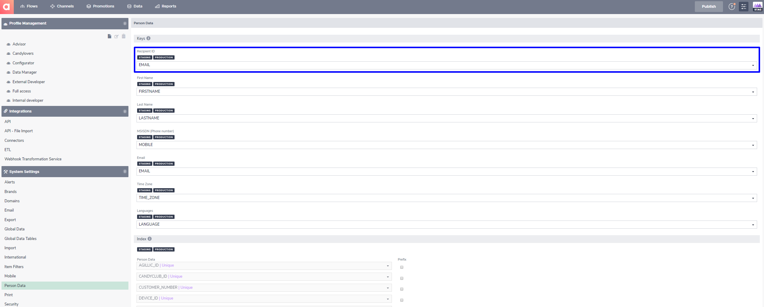 How to Change the Recipient ID Agillic Support