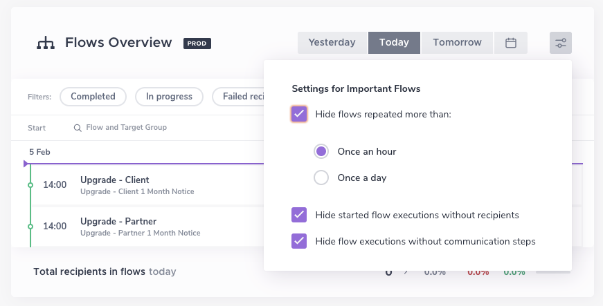 Flow widget settings